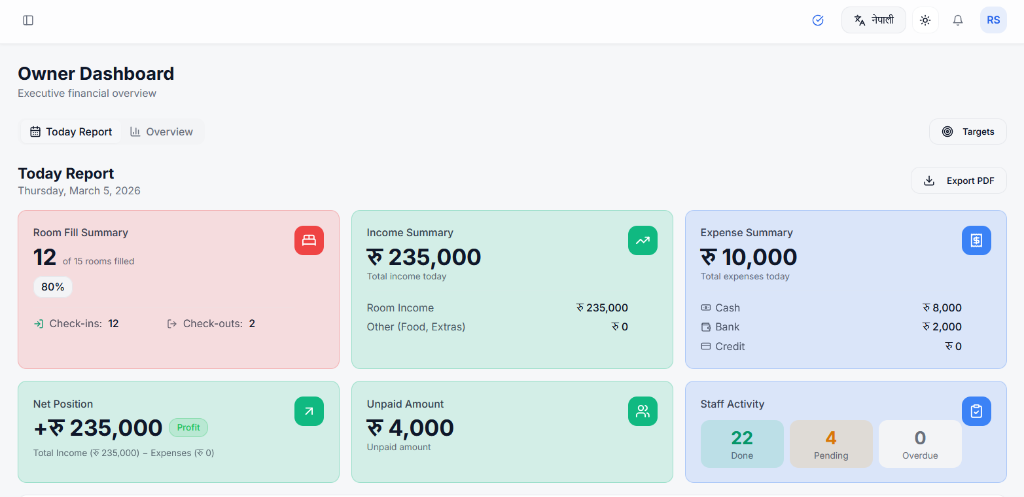 Alliance HMS Owner Dashboard